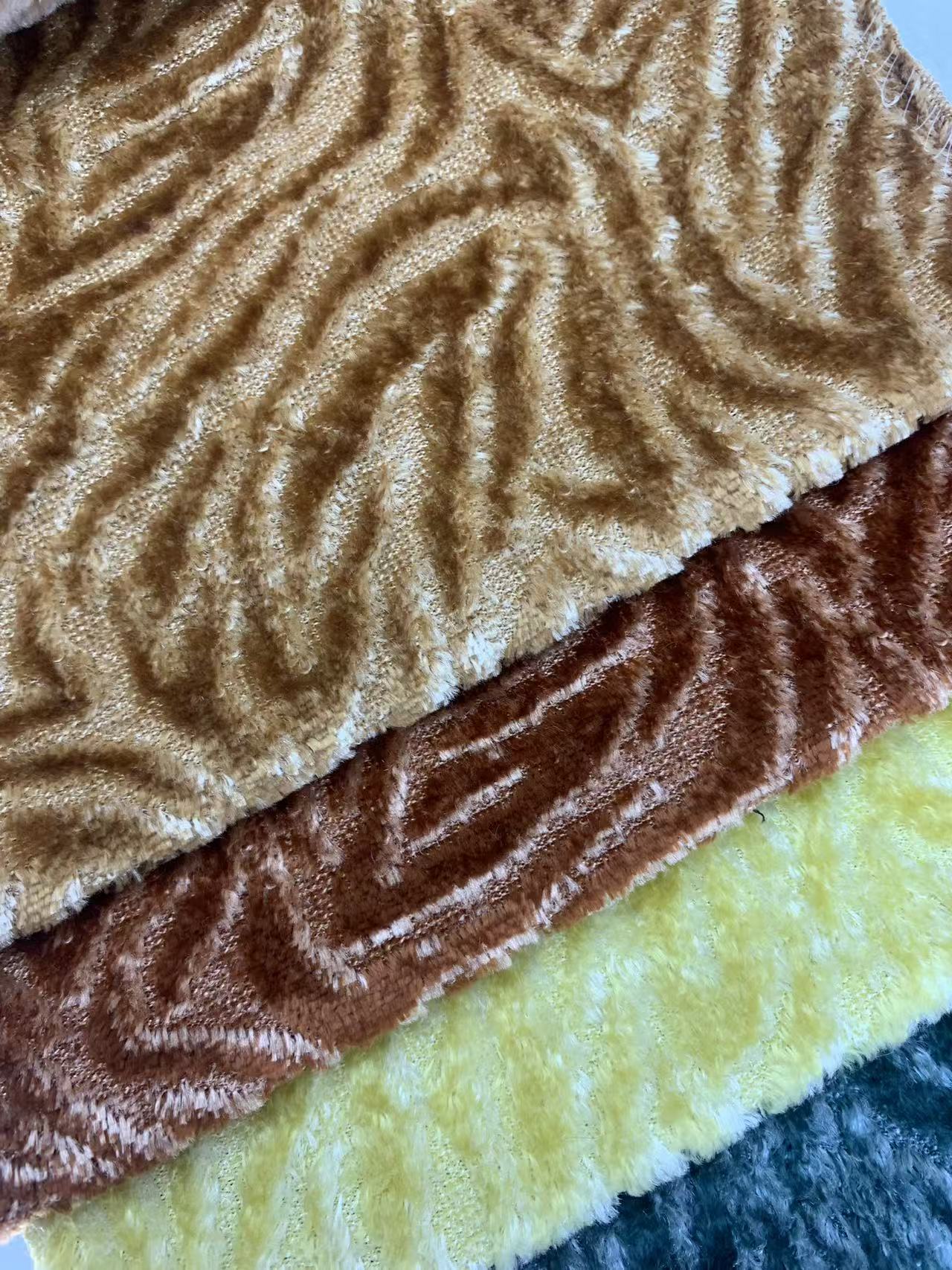 Wavy Tiger Stripe Animal Print Velvet Fabric