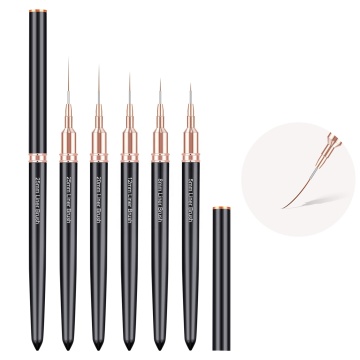 Esung Custom Nail Art Liner Brushes Set - Black Metal Handle, Synthetic Hair, 5pcs