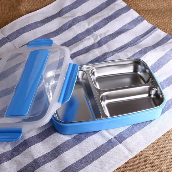 3 Hole Stainless Steel with Plastic Lunch Plate