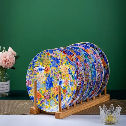 Doucai Wan Hua 7 Inch Flat Plate - High-End Tableware for Export