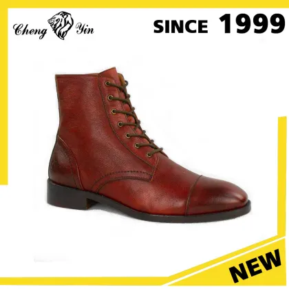 New arrival classy winter red leather men dress shoes genuine leather boots