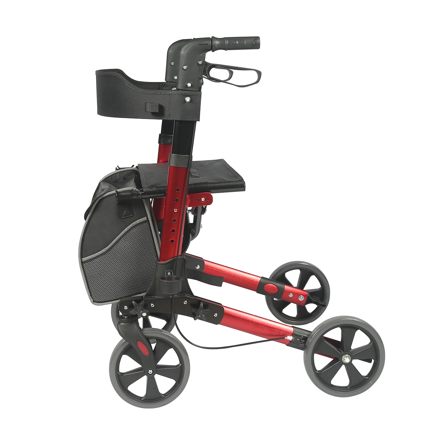 Quatre roues Rollator Walker Quatre roues se dressent pliage Walker Rolling Mobility Walking Aide avec dossier de siège