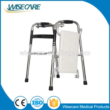 Walking Frame Aluminum Folding Walker with PE seat for Elderly