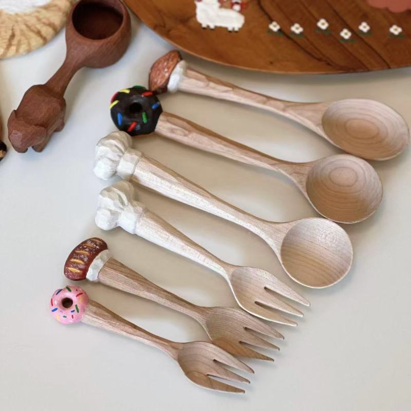 Creative Wooden Tableware Set with Animal Designs