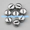 4x7mm acryl 0 tot 9 cijfers / cijfer letter zilveren munt ronde platte spacer kralen