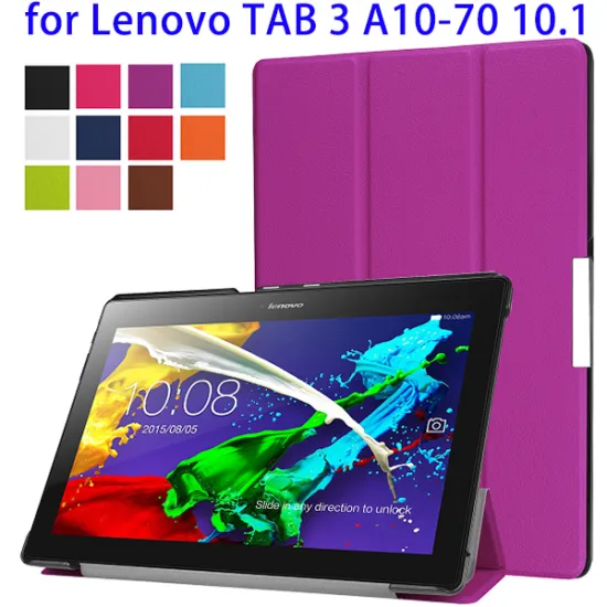 3 Folding Flip Leather Case for Lenovo TAB 3 A10-70 10.1, Tablet Case for Lenovo TAB 3