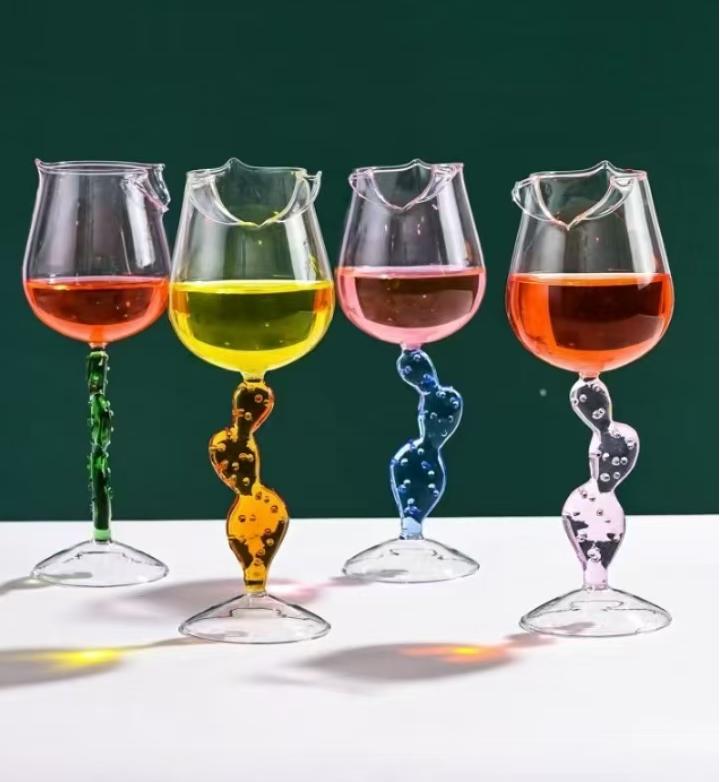 Creative Candy Colored Crystal High Footed Champagne Glass