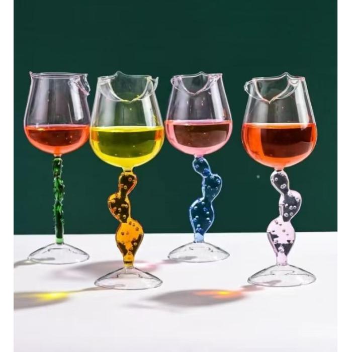 Crystal de color dulce creativo de cristal con copa de champán de pie alto