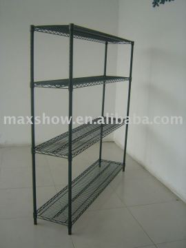 Black Epoxy coating or chrome plated 4-tier wire shelf, black coating storage and display wire rack