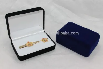Flocked box for Cuff Links and Tie Clip together