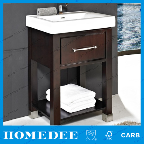 Single Sink Mahogany Tall Mirrored Bathroom Cabinets Floor Standing