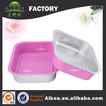 650ml rectangle middle aluminum foil food container with plastic cover