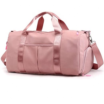 Large Capacity Durable Pink Yoga Gym Travel Duffle Bag for Women with Shoe Compartment