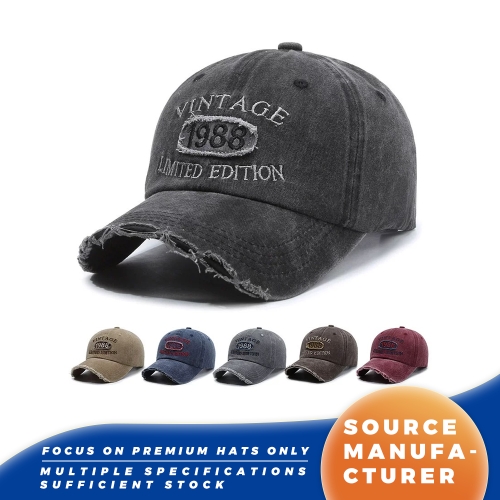 Topi Baseball Bordir Tahun 1988 yang Dicuci Vintage