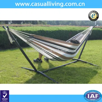 Double Hammock With Space Saving Steel Stand Includes Portable Carrying Case