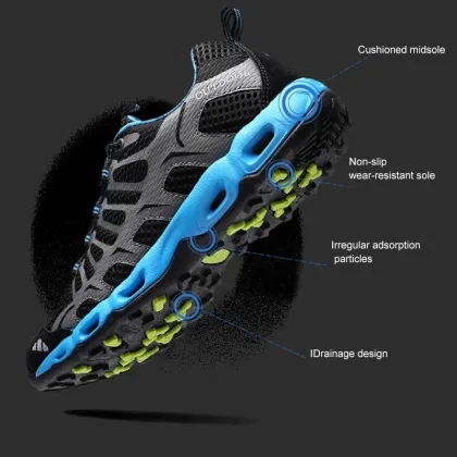 BST031 Summer Outdoor Shoes Breathable Men No slip Black Hiking Leather Shoes