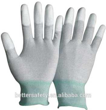 13 Guage Carbon Nylon With Fingertip dipped anti static pu glove new products, touch screen gloves