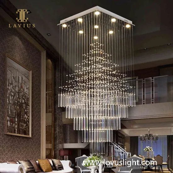 White high luxury crystal chandelier Villa staircase chandelier hall high-rise ceiling chandelier Custom creative chandelier