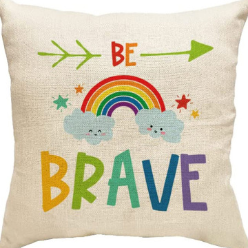 Colorful Energy Cushion Cover Linen Cotton Rainbow Throw Pillow Cases