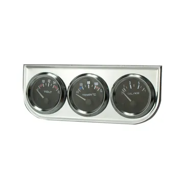 2-inch 52mm Triple Gauge Kit: Volt, Water Temperature, Oil Pressure with Sensors - Complete 3-in-1 Car Meter Kit