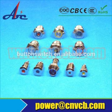 25MM 5A stainless/brass metal push button switch with blue yellow /red indicator lamp red 12v led indicator light