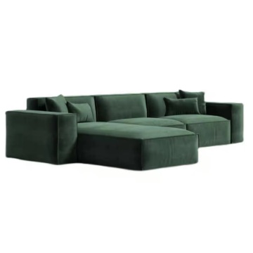 Velvet vert canapé sectionnel comprimé modulaire