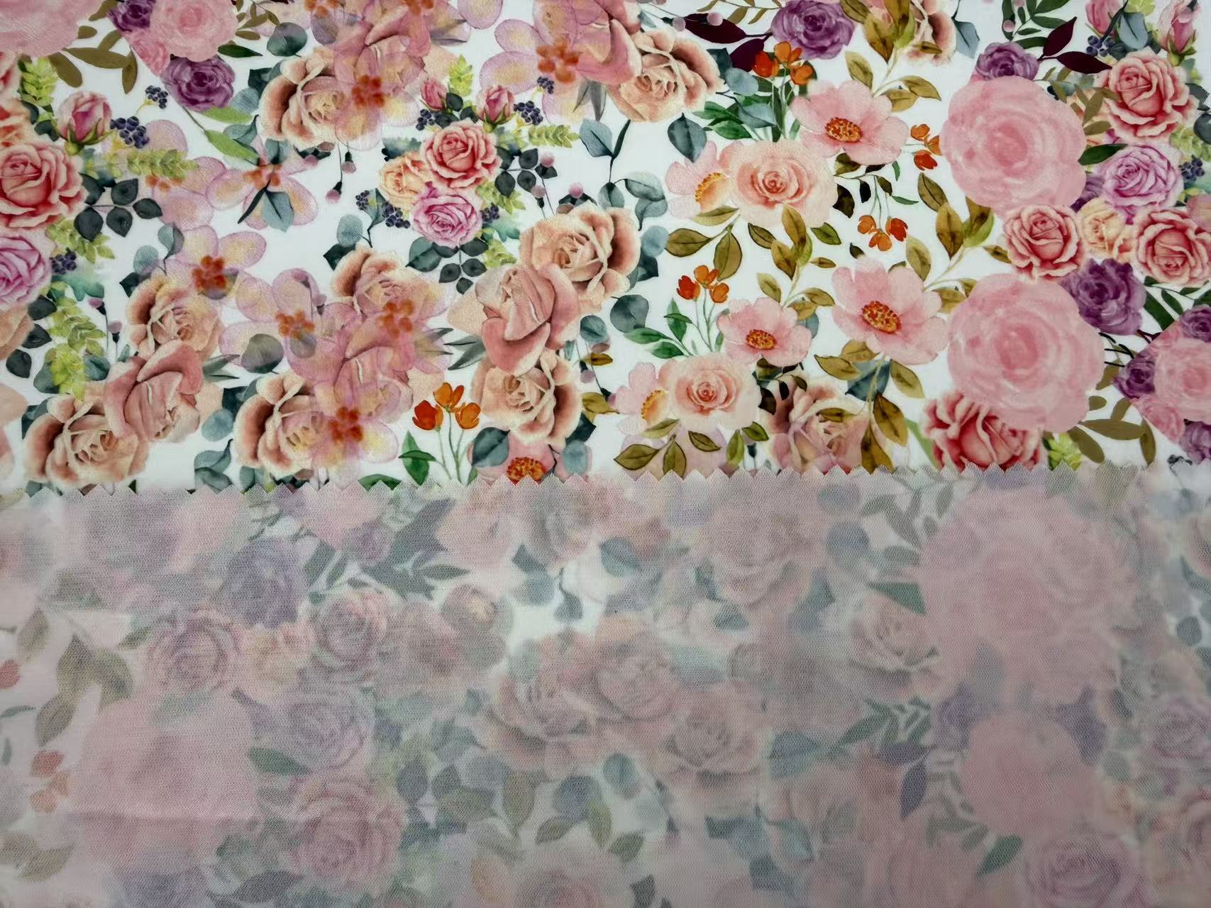 Watercolor rose print woven fabric