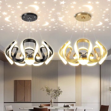 Nordic Gold Sky Star LED Pendant Lamp with Three Light Balls for Living Room