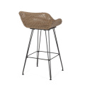 Outdoor Wicker and Iron Low Back Barstools
