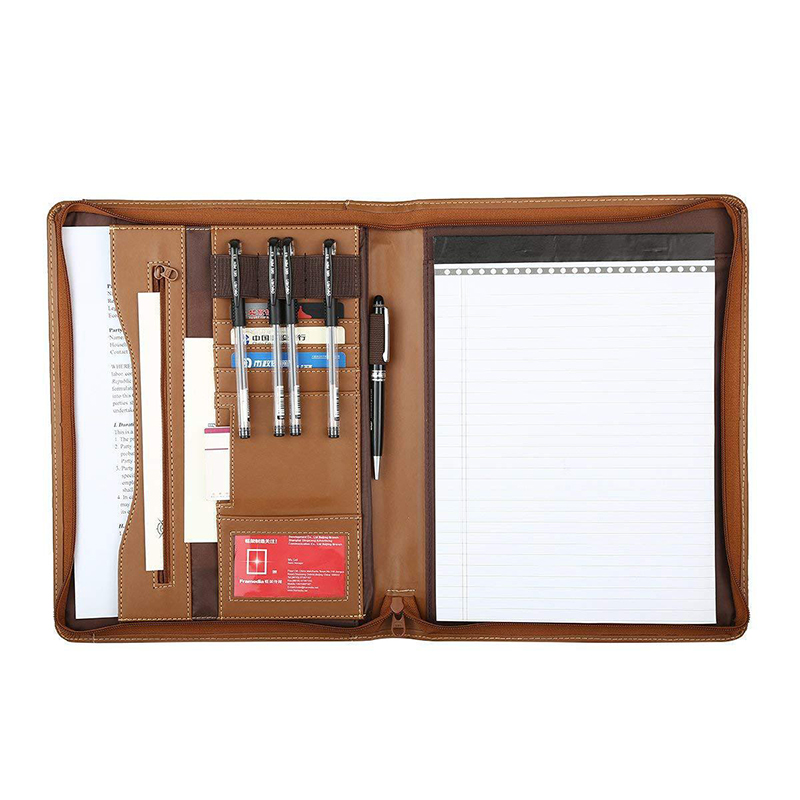 Zipper PU Leder Business Lose Leaf Portfolio Organizer