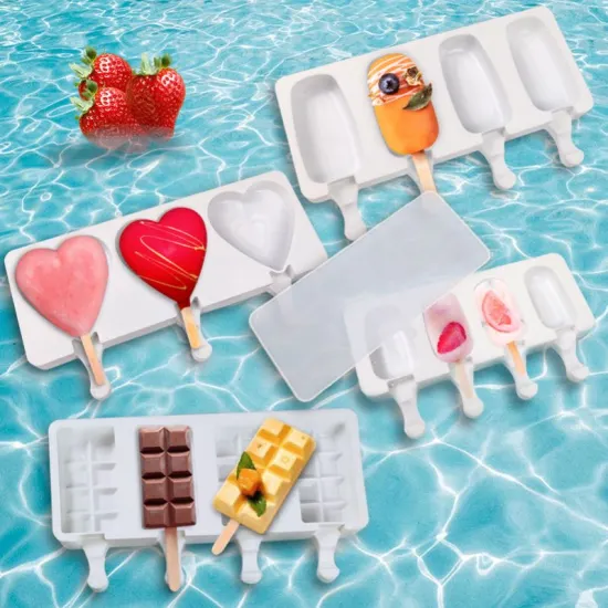 Cute Cartoon Ice Pop Molds with Lid for DIY Homemade Ice Bars