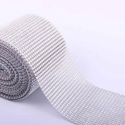 Silver Diamond Mesh Wrap for Wedding Cake Decor