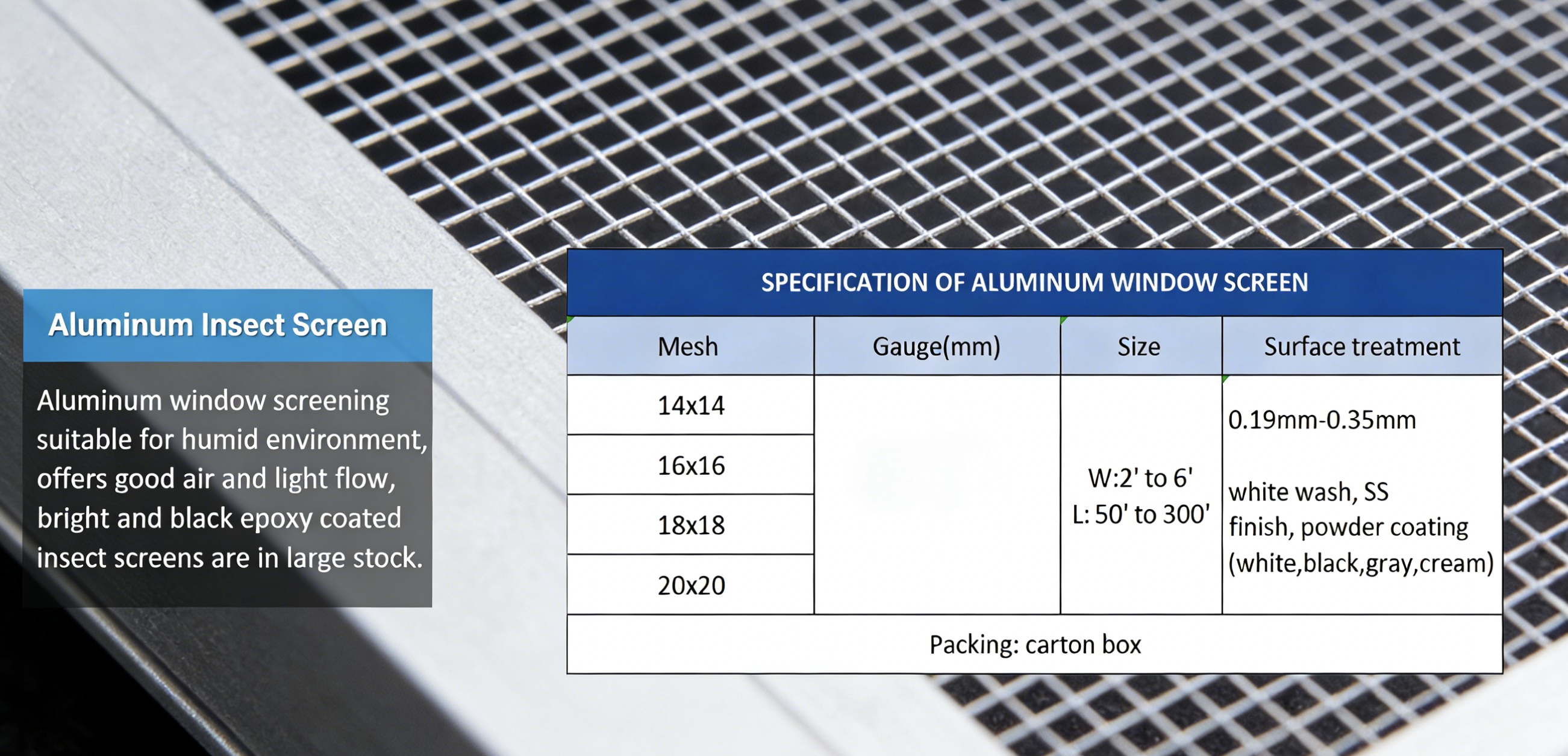 Aluminum Insect Screen Roll - Silver Finish