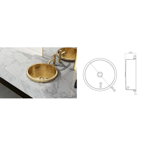 Lavatory Sink 304 Handmade Bathroom Products Sink PVD Gold Factory