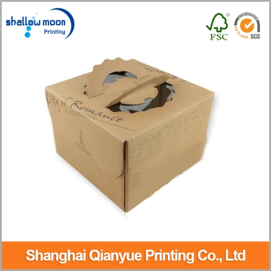 PVC windown cake packaging paper box with Saw Tooth handle