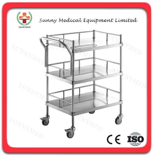SY-R041 Three layers Treatment carts hospital emergency trolley for sale