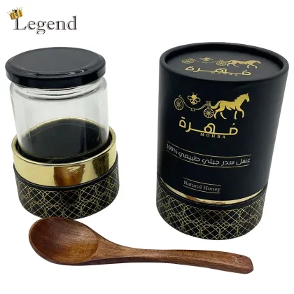 Custom Luxury Gold Logo Black Paper Tube Boxes for Honey Jars