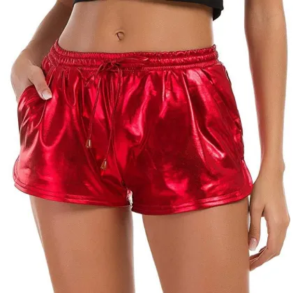 New Blue Metallic Shine Athletic Dance Shorts For Women Metallic Shorts