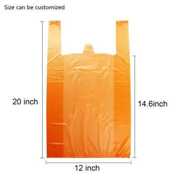 Free sample hdpe custom printed logo orange t shirt plastic grocery bag