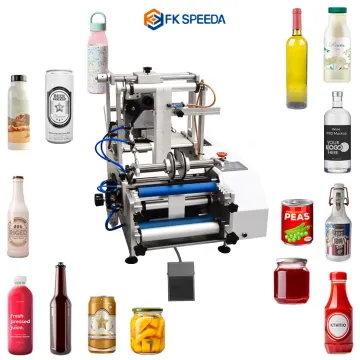 Adhesive Sticker Desktop Applicator: Semi-Automatic Labeling Machine for Round Bottles and Small Labels