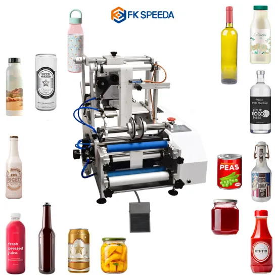 Adhesive Sticker Desktop Applicator: Semi-Automatic Labeling Machine for Round Bottles and Small Labels