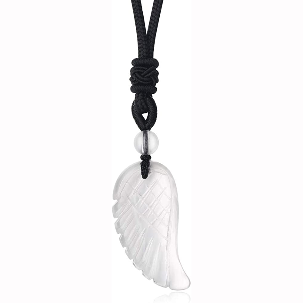 Collier pendentif à ailes de pierres précieuses charms Natural Crystal Quartz Stone Angel Feather Wing Pendants Pending Choker