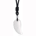 Gemstone wing pendant necklace charms natural crystal quartz stone angel feather wing pendant choker