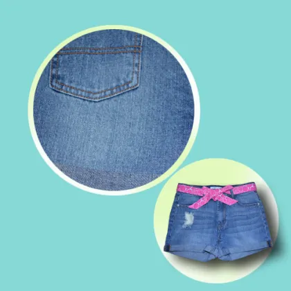 girls blue washed jeans shorts