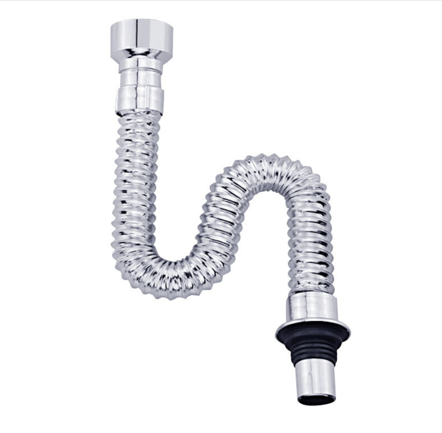 Venta caliente serie de tuberías de alta calidad ABS cromado lavabo de baño drenaje de agua en forma de S codo elástico desagüe del fregadero