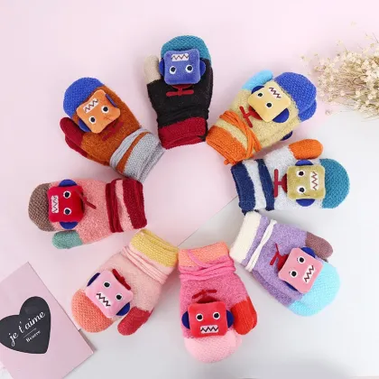 Winter Baby Gloves Children Warm Gloves Kids Boys Girls Soft Thickened Mittens Baby Plus Velvet Accessories 2-5Y