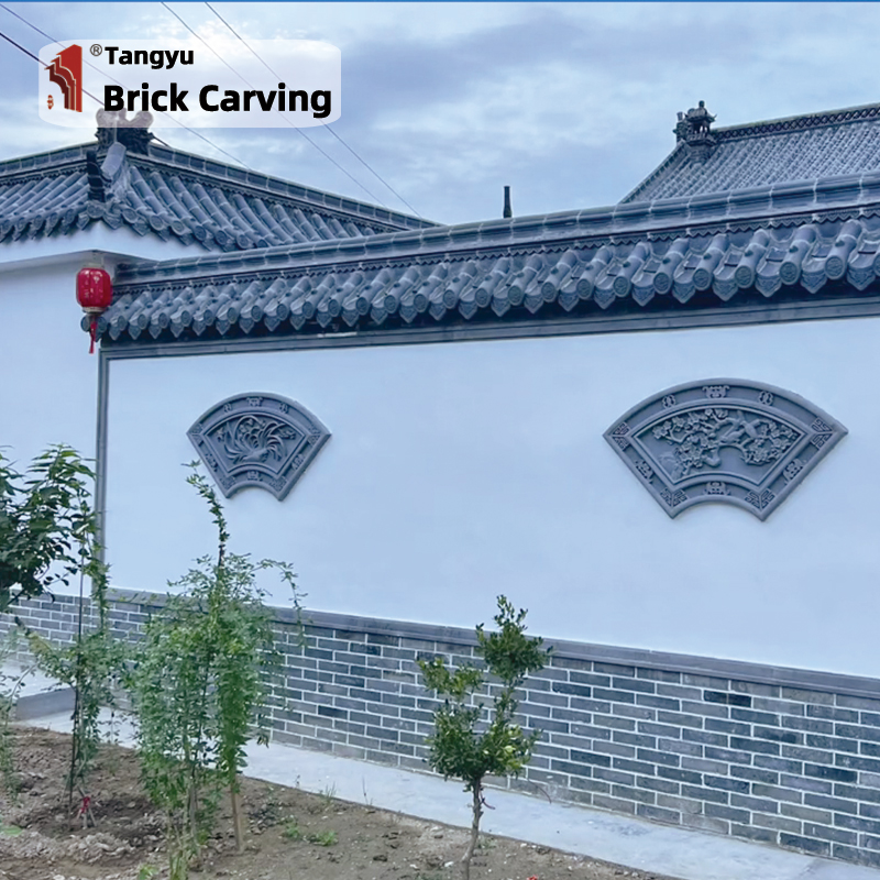 The villa courtyard wall is decorated with murals