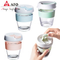Copa de agua de vidrio de 350 ml con taza de vidrio de silicio