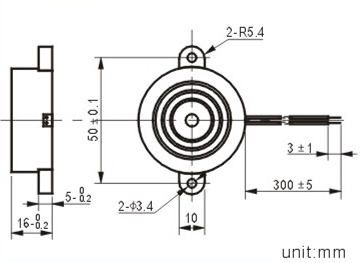 42*16mm piezo buzzer with wire