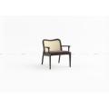 Solid wood frame with rattan weaving backrest chair